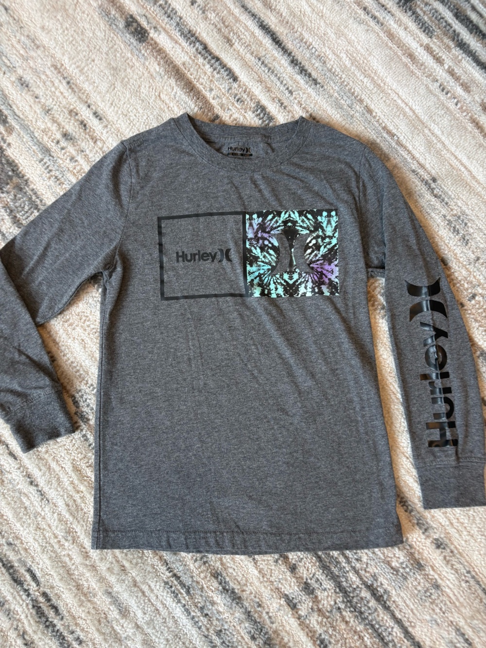 Boys S Small (8-10) Hurley Logo Long Sleeve Grey T-Shirt Tee Shirt EUC